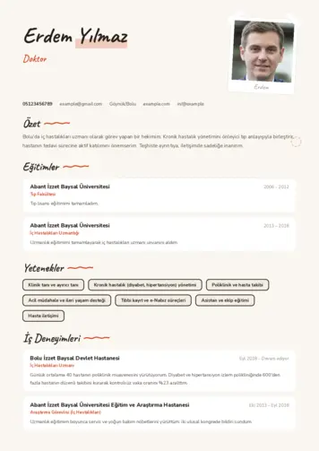Doktor Cv Örnekleri cv indir